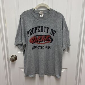 Vintage 90s Property Of DARE Athletic Dept Drug Free‎ Tee Gray Red - Size XL